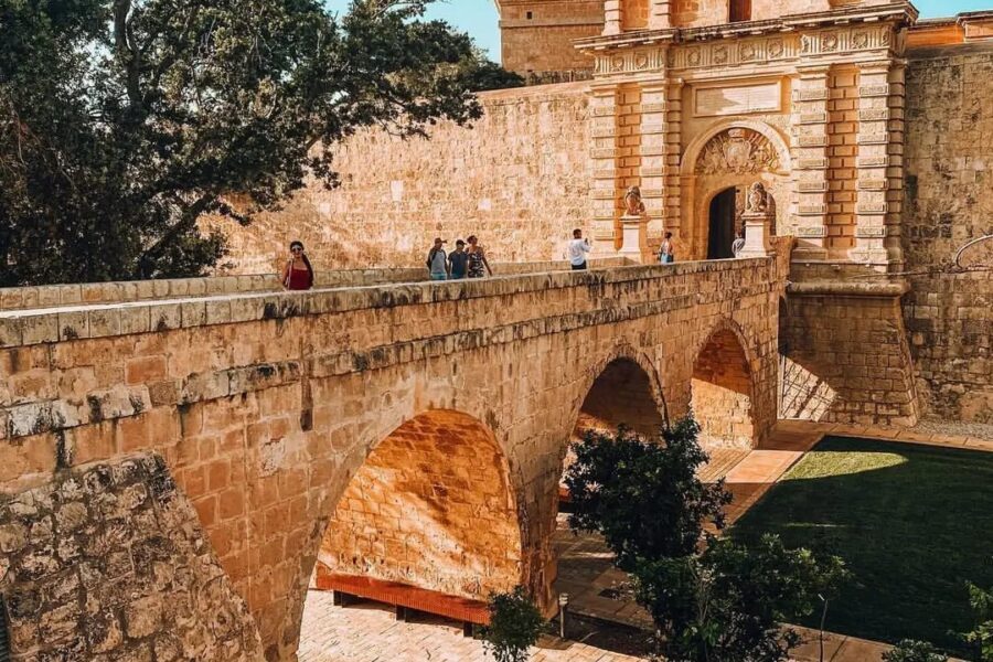 Mdina Gate entrance to Malta’s historic Silent City, featuring traditional limestone architecture and medieval surroundings.
